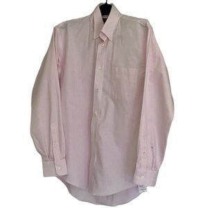Land's End Men's Long-Sleeve Buttondown Striped No Iron Pinpoint Shirt - Size 15